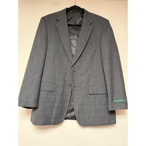Bernhard Altmann Mens Gray Glen Plaid 2 Piece Suit 42R Wool Blend Pleated Cuffed